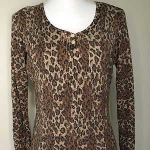 Napa Valley Metallic Silk Blend Animal Print NWOT sweater Top